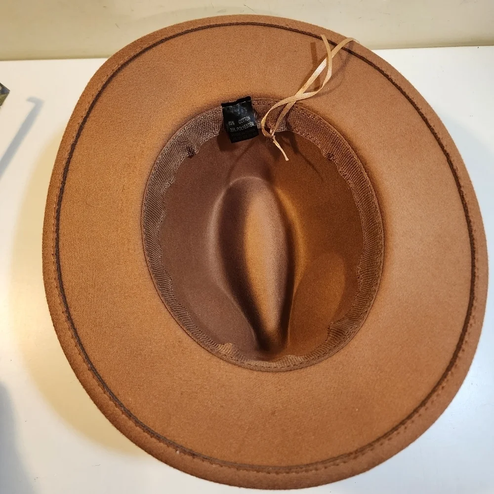 Women's Tan  Fedora Hat Cotton Blend